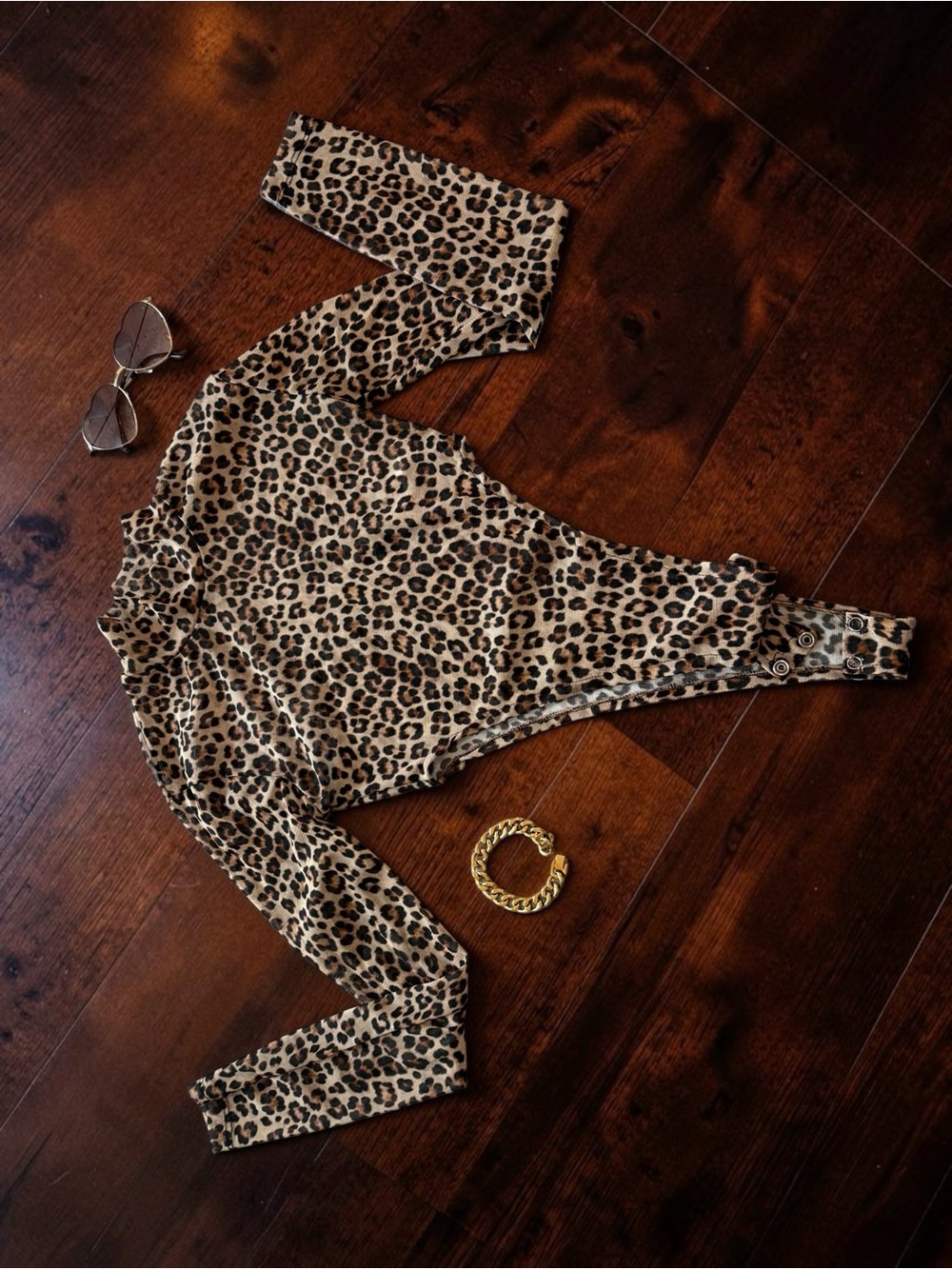 EVRA Leopard Print Mesh Mock Neck Long Sleeve Bodysuit | Size Small | Y2K